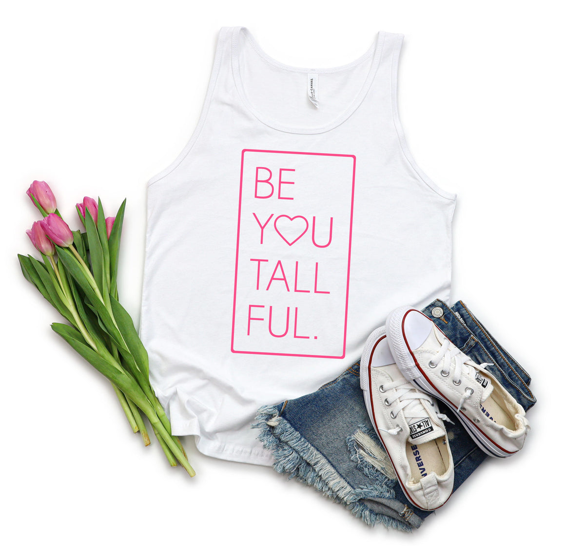 Jersey Tank Tops Tall Women Coral Rose, American Tall