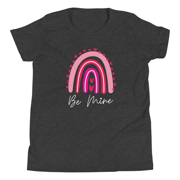 Be Mine Rainbow T-Shirt for Valentine's Day in Dark Grey Heather.