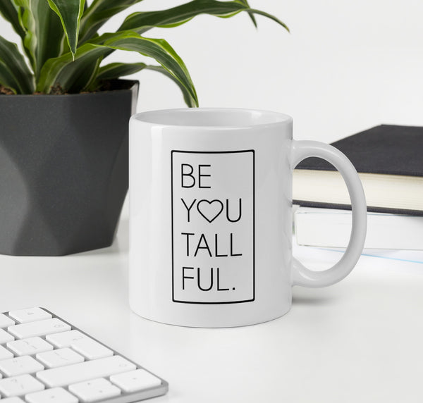 White coffee mug for tall people