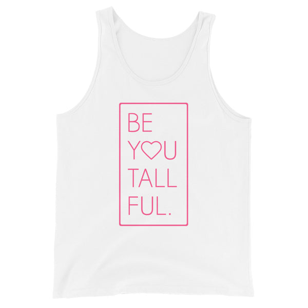 Be-You-Tall-Ful womens muscle tank top in White.