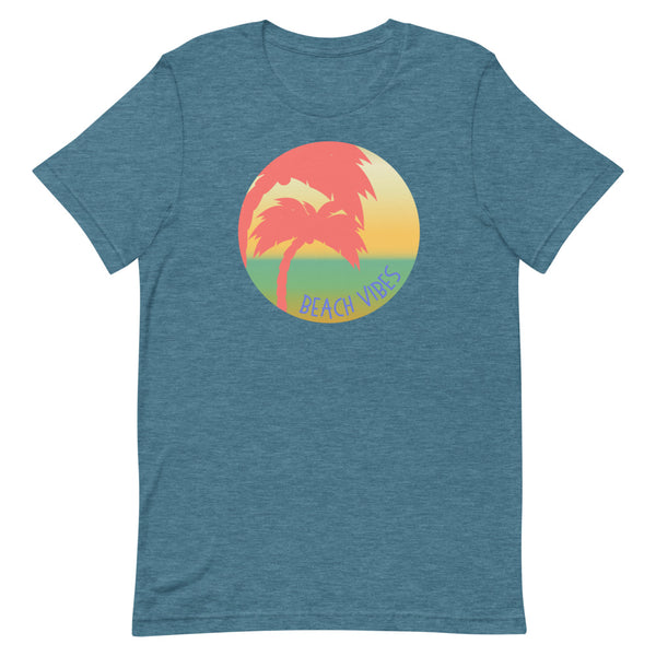Beach Vibes T-Shirt for summer in Deep Teal Heather.
