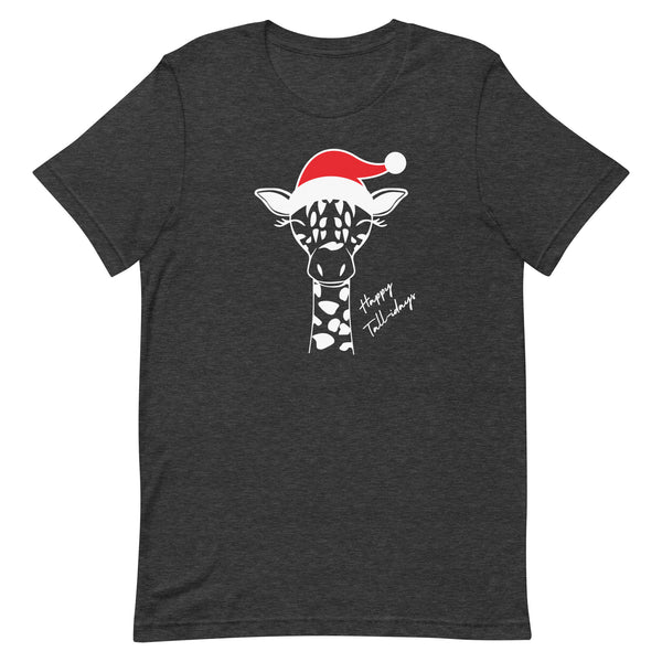 Christmas Giraffe T-Shirt in Dark Grey Heather.