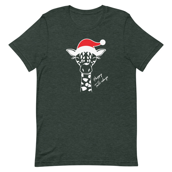 Christmas Giraffe T-Shirt in Forest Heather.