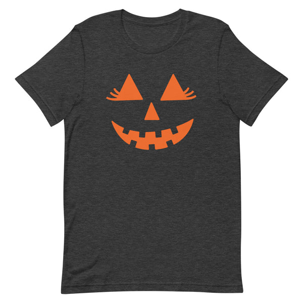 Girlie Jack-O-Lantern T-Shirt for Halloween in Dark Grey Heather.