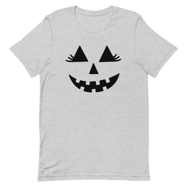 Girlie Jack-O-Lantern T-Shirt for Halloween in Athletic Grey Heather.