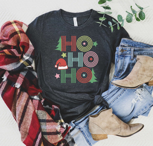Fun and festive Ho Ho Ho Christmas tee shirt from Tall Reali-tees.