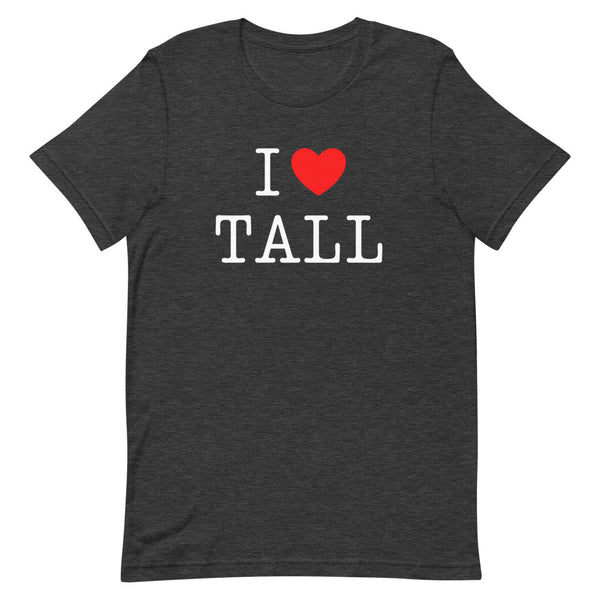 "I Heart Tall" t-shirt in Dark Grey Heather.