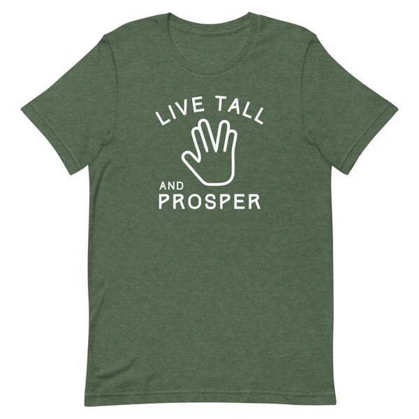 Live Tall and Prosper Star Trek t-shirt in Forest Heather.