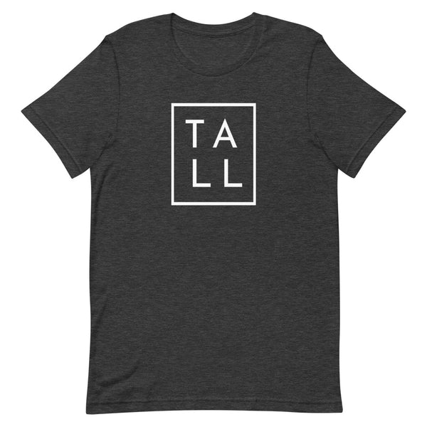 Block "TALL" graphic tee in Dark Grey Heather.