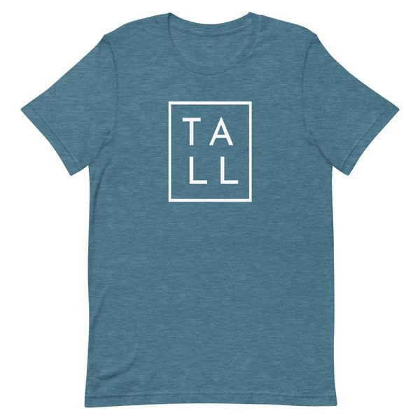 Block "TALL" graphic tee in Deep Teal Heather.