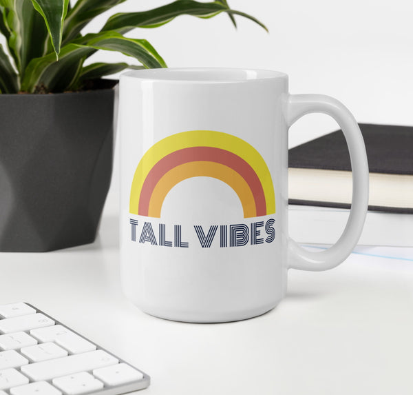 Retro "Tall Vibes" white coffee mug