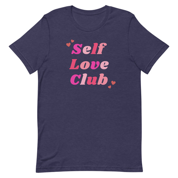 Self Love Club T-Shirt for Valentine's Day in Midnight Navy Heather.