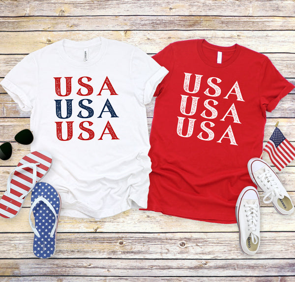 Fourth of July t-shirt for tall women and men.