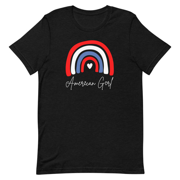 Long torso American Girl T-Shirt for tall women in Black Heather.