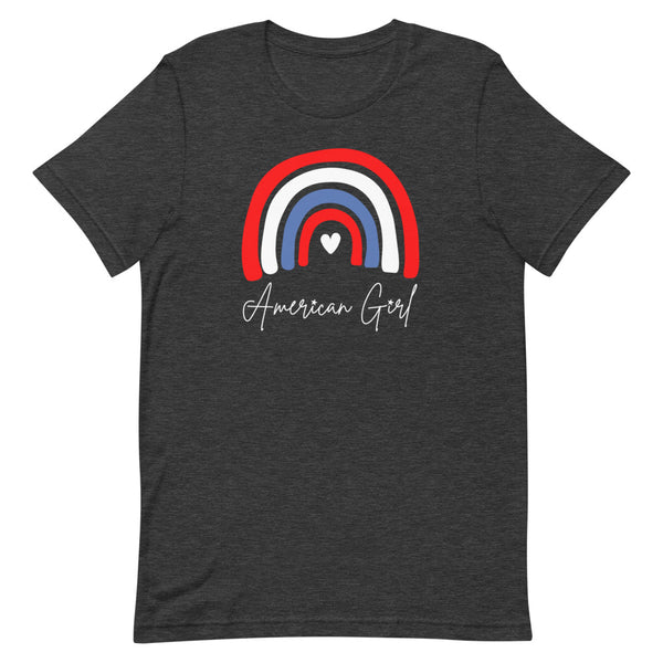 Long torso American Girl T-Shirt for tall women in Dark Grey Heather.