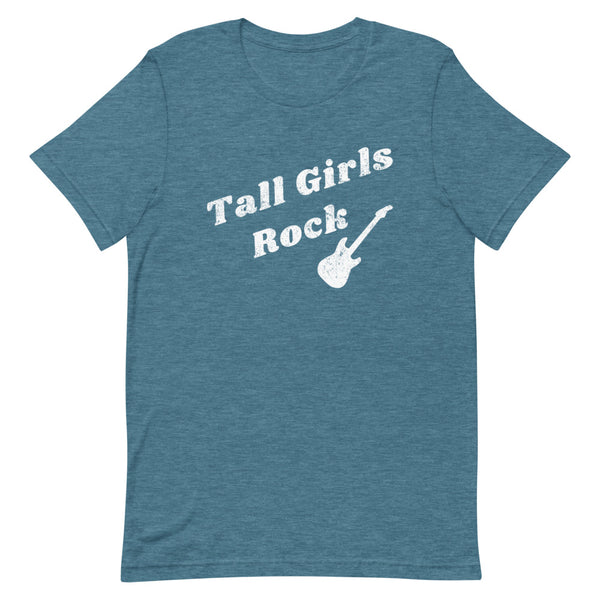 Tall Girls Rock Distressed T-Shirt in Deep Teal Heather.