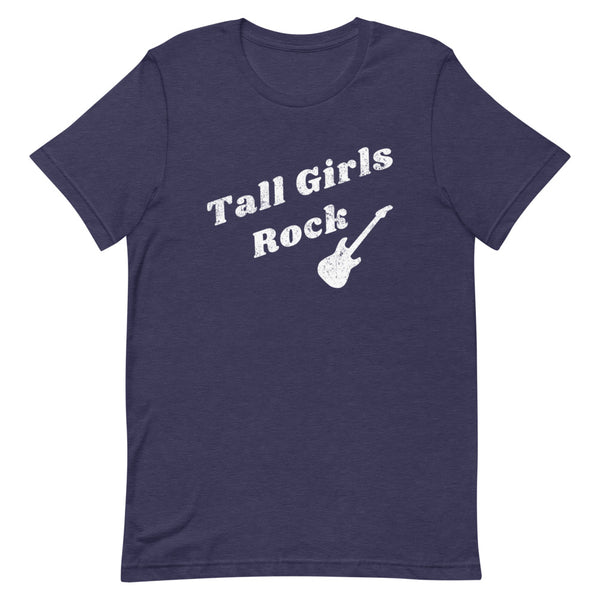 Tall Girls Rock Distressed T-Shirt in Midnight Navy Heather.