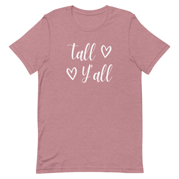 "Tall Y'all" women's graphic tee in Orchid Heather.