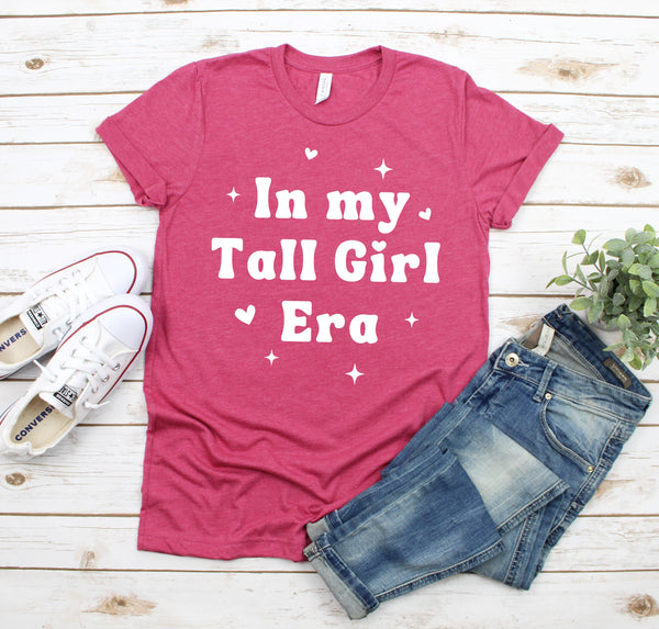 Women's t-shirt for Switfties with a design that says "In my Tall Girl Era".