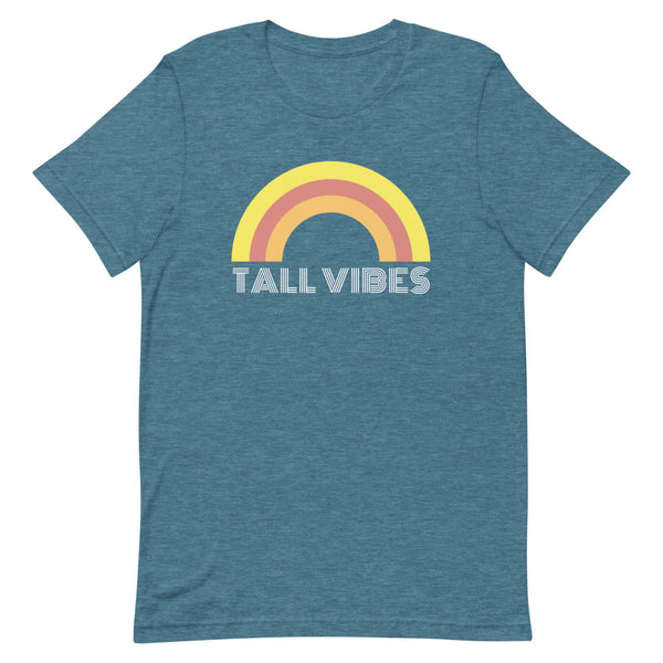 "Tall Vibes" Bella Canvas graphic tee in Deep Teal Heather.