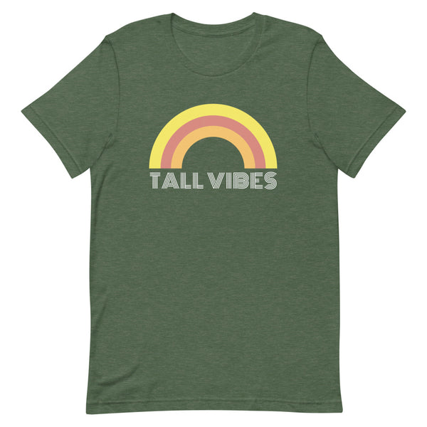 "Tall Vibes" Bella Canvas graphic tee in Forest Heather.