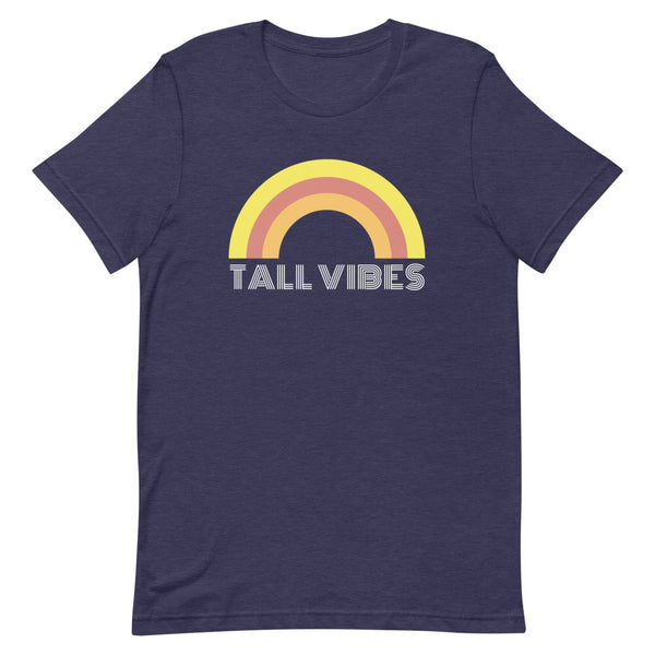 "Tall Vibes" Bella Canvas graphic tee in Midnight Navy Heather.