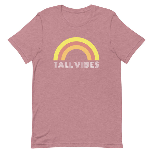 "Tall Vibes" Bella Canvas graphic tee in Orchid Heather.