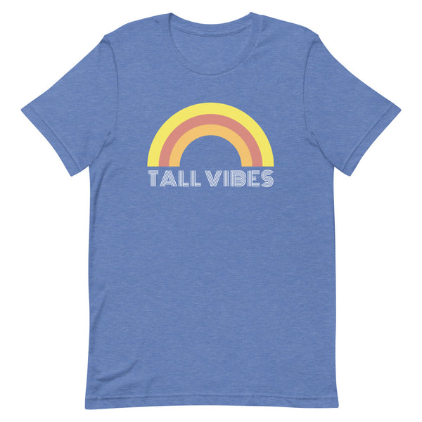 "Tall Vibes" Bella Canvas graphic tee in True Royal Heather.