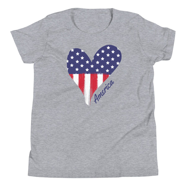 America Hearth Youth T-Shirt in Athletic Grey Heather.
