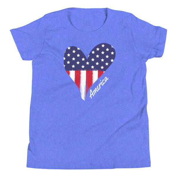 America Hearth Youth T-Shirt in Columbia Blue Heather.
