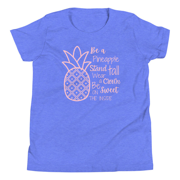 "Be A Pineapple" quote shirt for tall girls in Columbia Blue Heather.