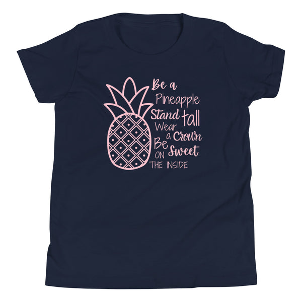 "Be A Pineapple" quote shirt for tall girls in Navy.