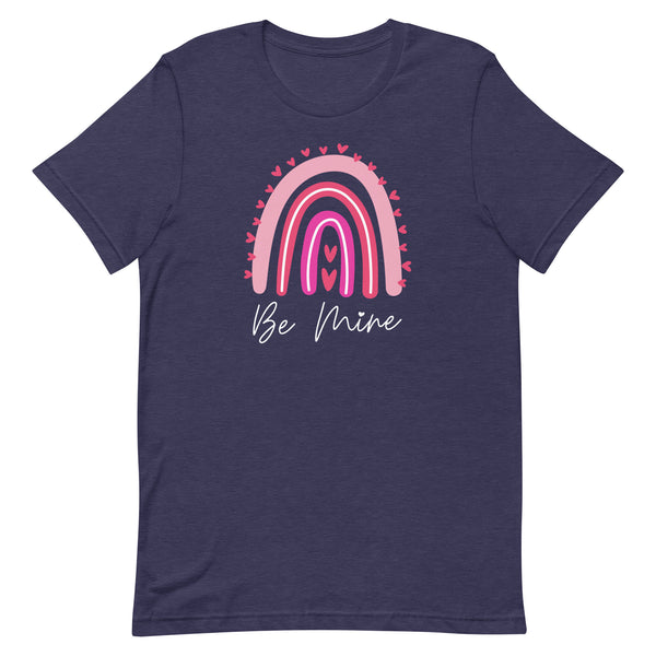 Be Mine Rainbow T-Shirt for Valentine's Day in Midnight Navy Heather.