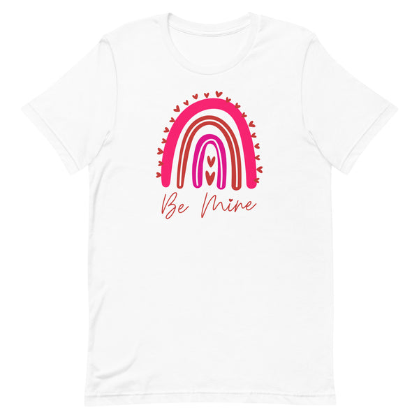 Be Mine Rainbow T-Shirt for Valentine's Day in White.