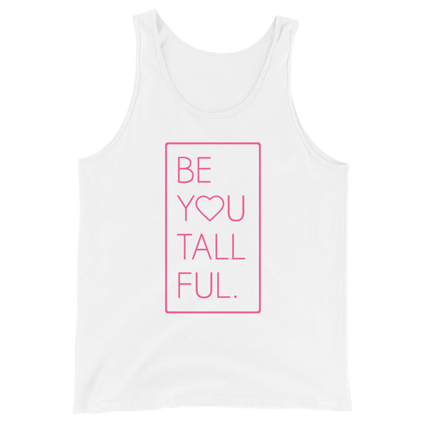 Be-You-Tall-Ful womens muscle tank top in White.