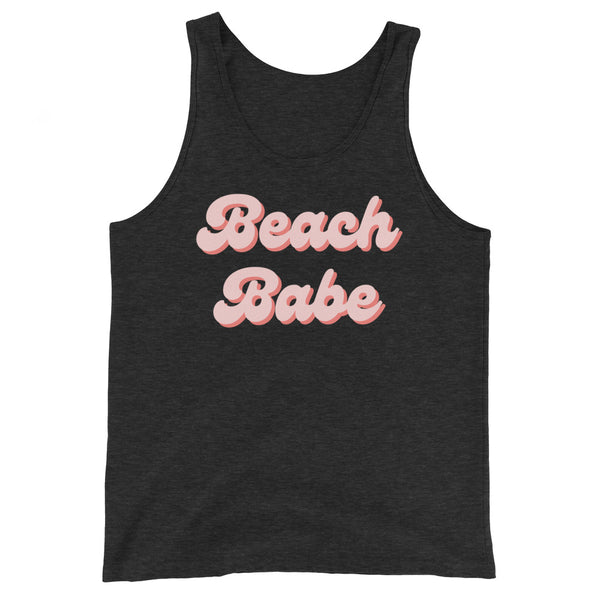 Women's Beach Babe tank top in Charcoal Black Triblend.