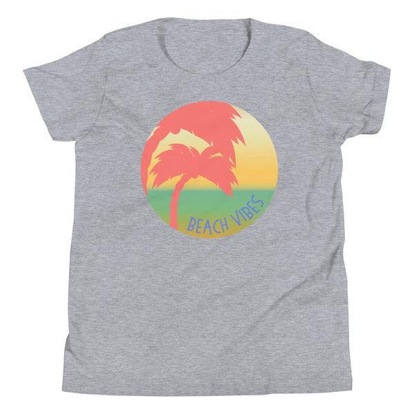Beach Vibes T-Shirt for girls and boys in Athletic Grey Heather.