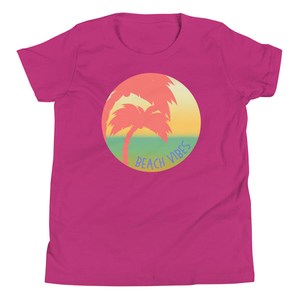 Beach Vibes T-Shirt for girls and boys in Berry.