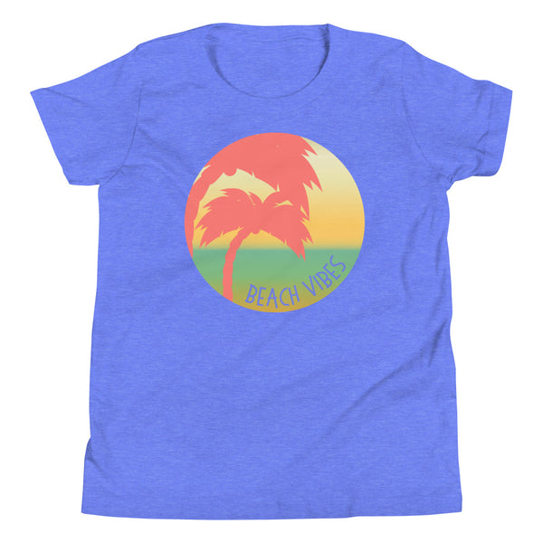 Beach Vibes T-Shirt for girls and boys in Columbia Blue Heather.