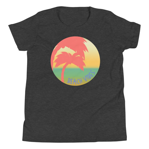 Beach Vibes T-Shirt for girls and boys in Dark Grey Heather.