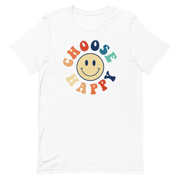 Choose Happy long torso graphic t-shirt in White.