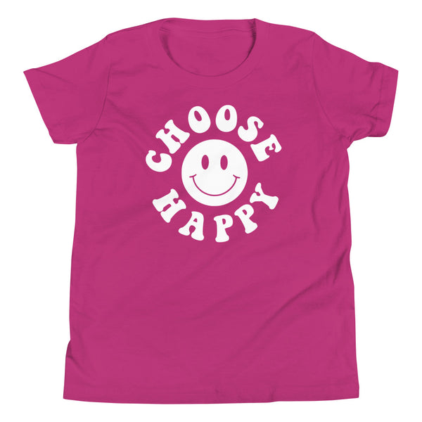 Choose Happy Youth T-Shirt in Berry.