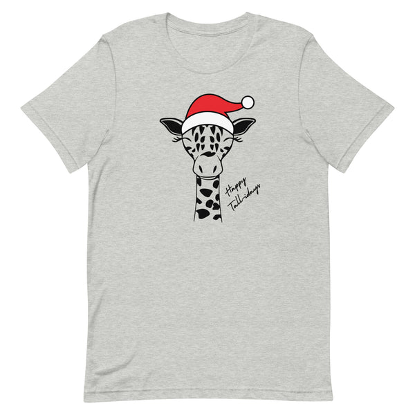 Christmas Giraffe T-Shirt in Athletic Grey Heather.