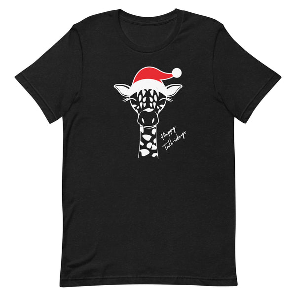 Christmas Giraffe T-Shirt in Black Heather.