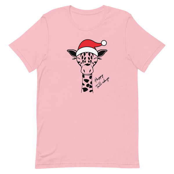 Christmas Giraffe T-Shirt in Pink.