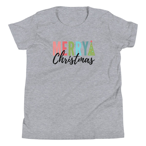 Merry Christmas T-Shirt for kids in Athletic Grey Heather.