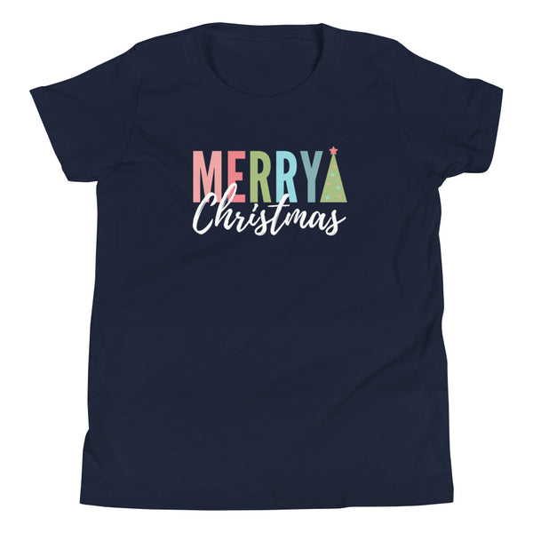Merry Christmas T-Shirt for kids in Navy.