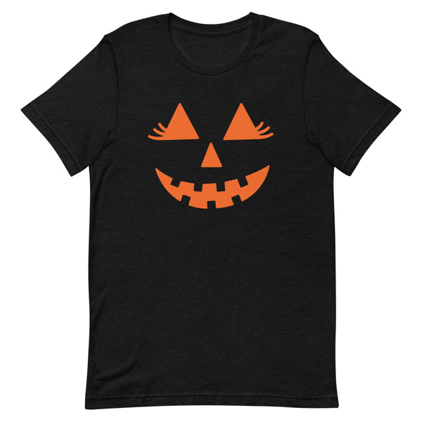 Girlie Jack-O-Lantern T-Shirt for Halloween in Black Heather.