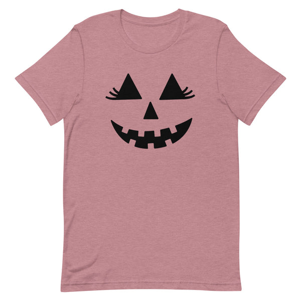 Girlie Jack-O-Lantern T-Shirt for Halloween in Orchid Heather.