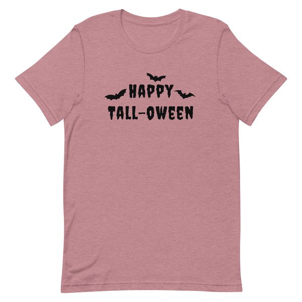 Happy Tall-oween T-Shirt in Orchid Heather.
